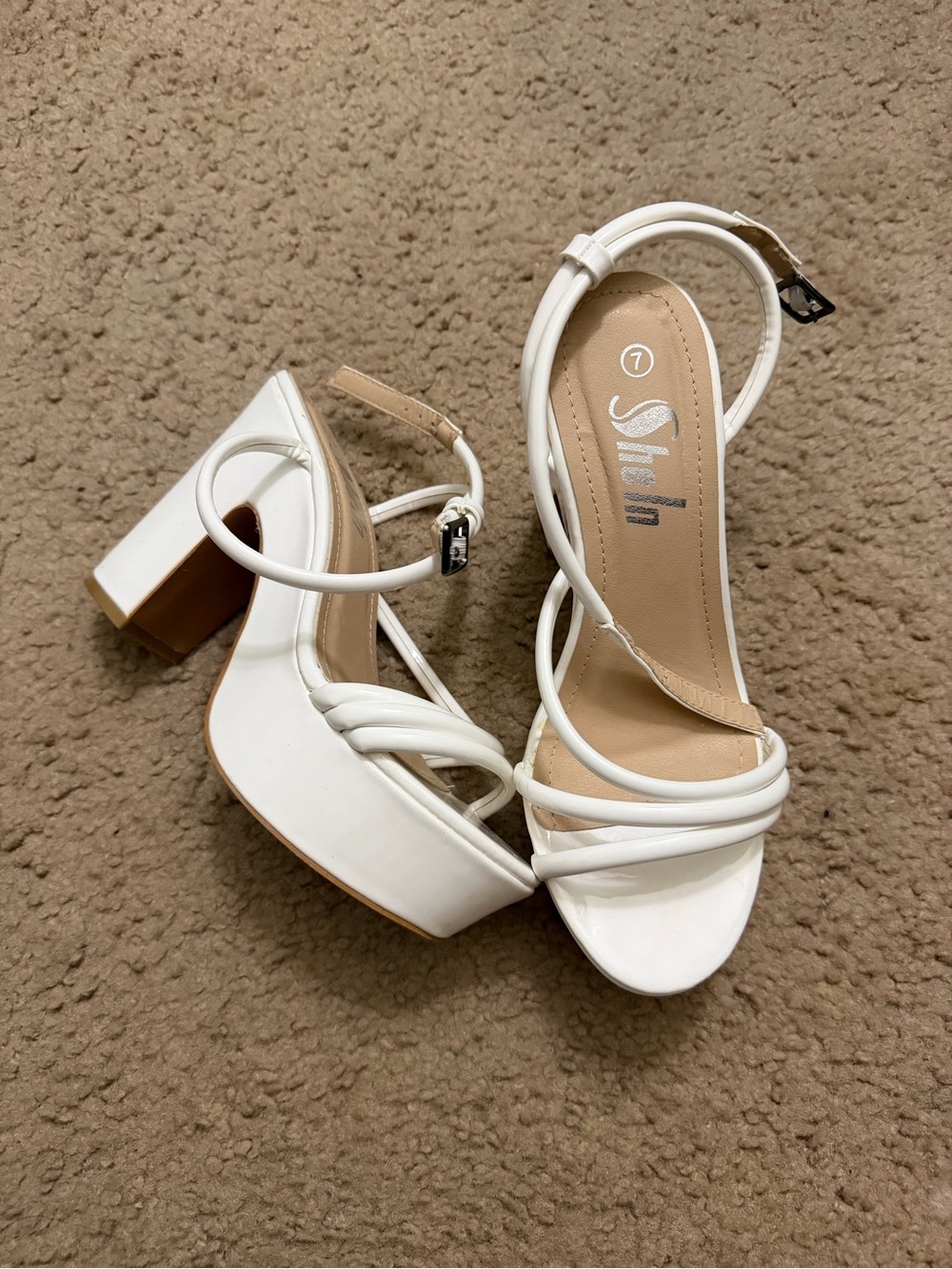 SHEIN White Block Heel Sandals